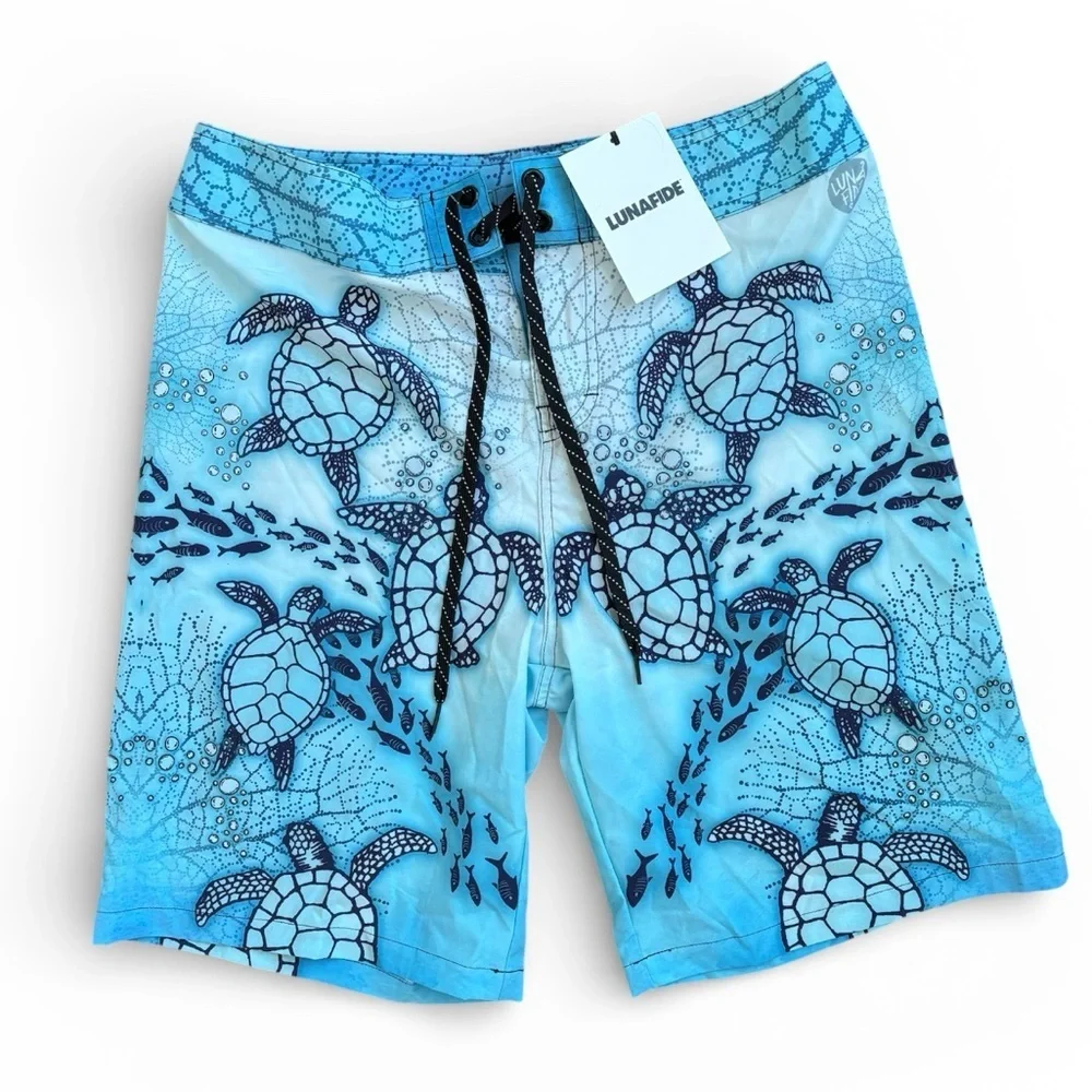 Lunafide Ocean Life Boardshorts Men's Large NWT